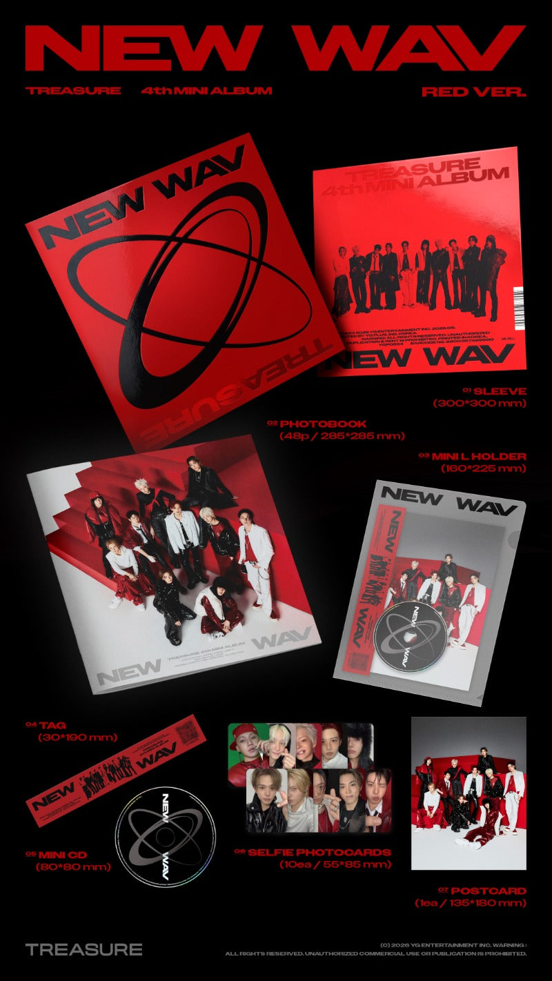 TREASURE - 4th Mini Album [NEW WAV] (ICE Ver. / RED Ver.)