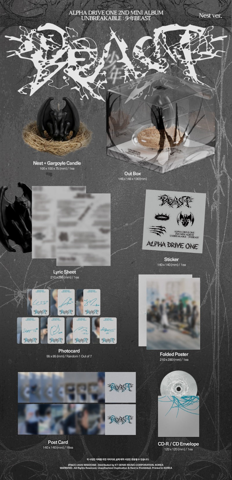 ALPHA DRIVE ONE - 2nd Mini Album [UNBREAKABLE : 少年 BEAST] (Nest Ver.)