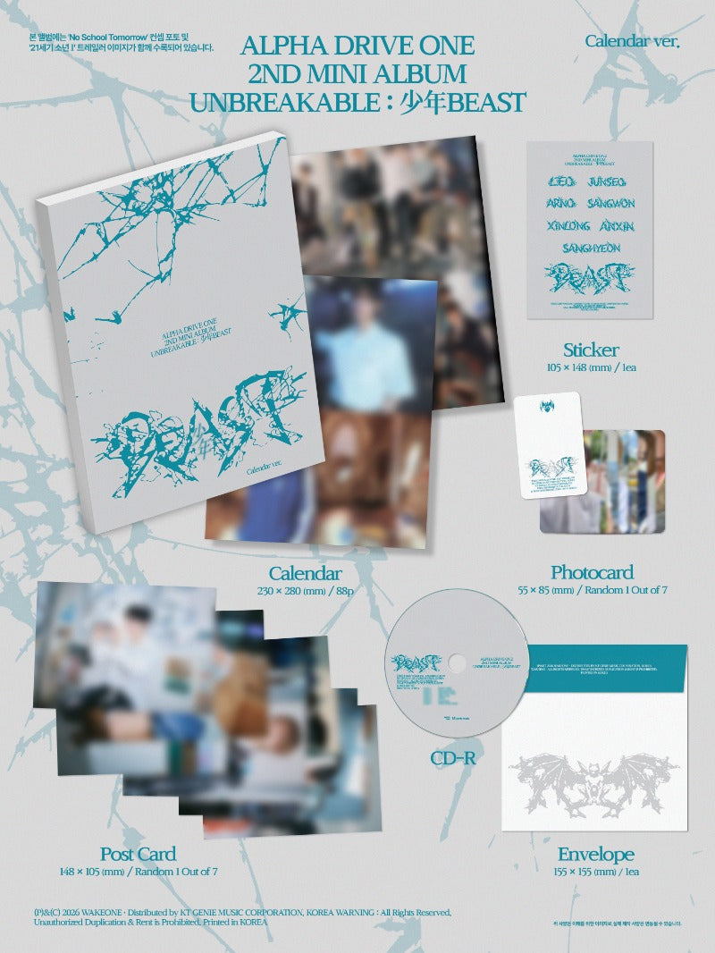 ALPHA DRIVE ONE - 2nd Mini Album [UNBREAKABLE : 少年 BEAST] (Calendar Ver.)