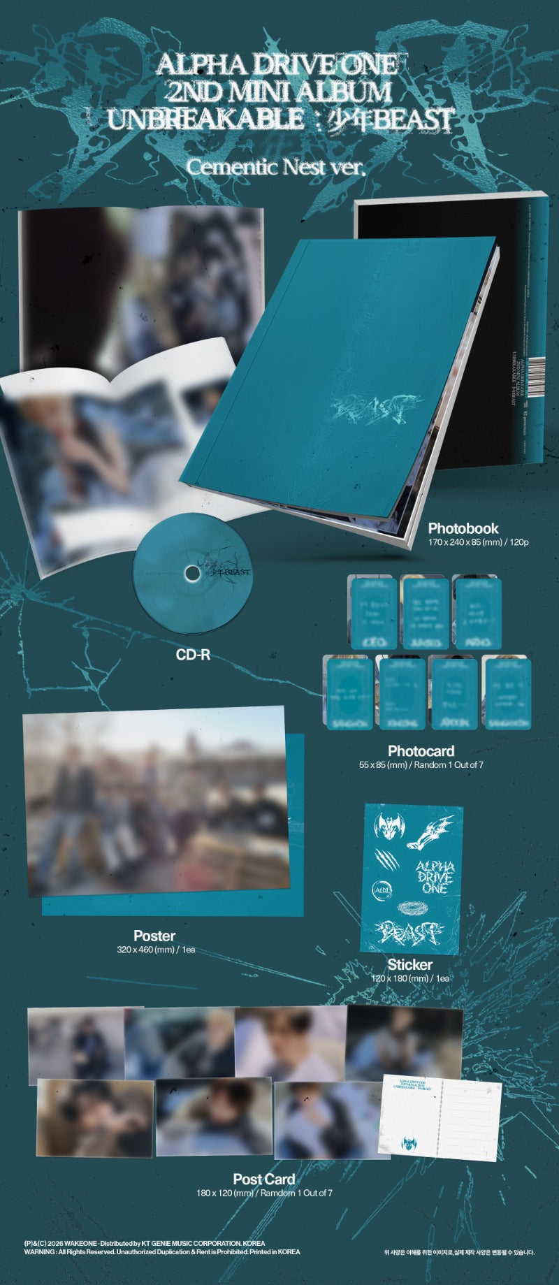 ALPHA DRIVE ONE - 2nd Mini Album [UNBREAKABLE : 少年 BEAST] (Cementic Nest Ver.)