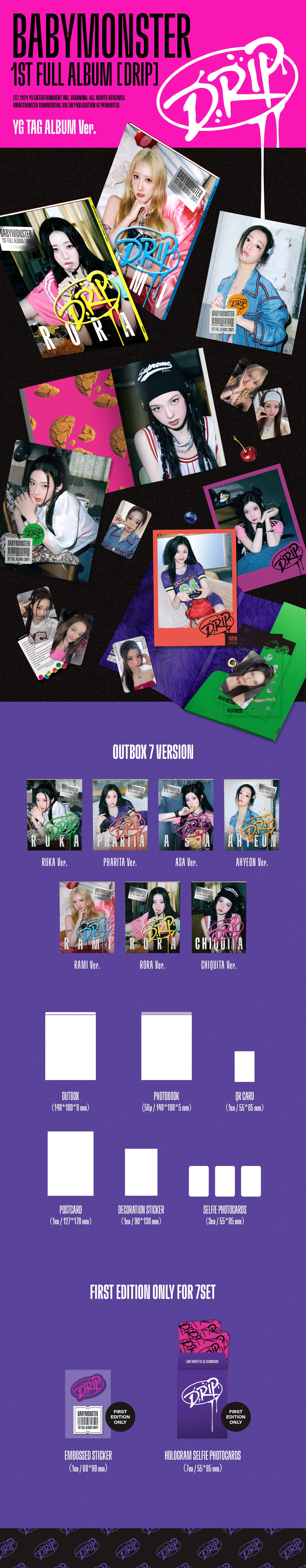 BABYMONSTER - 1st Full Album [DRIP] (YG TAG ALBUM Ver.) (Random)