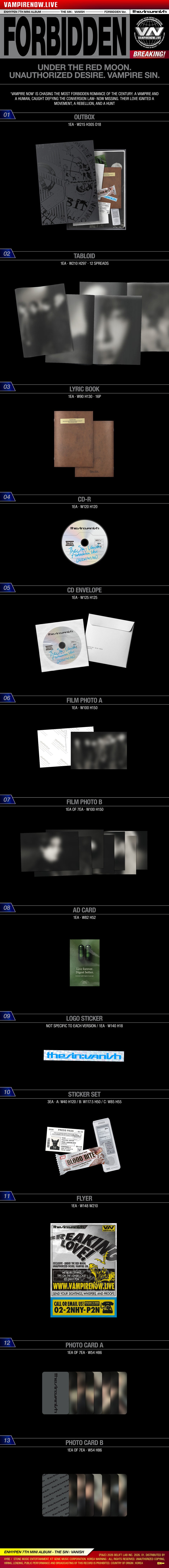 ENHYPEN - 7th Mini Album [THE SIN : VANISH] (FORBIDDEN Ver. / AFTERLIGHT Ver. / STORM Ver.)