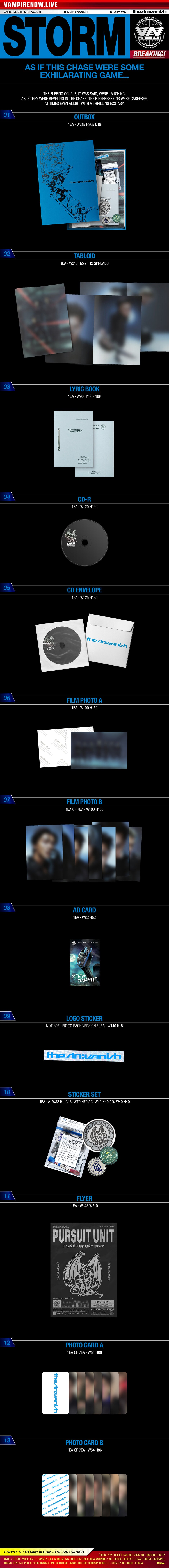 ENHYPEN - 7th Mini Album [THE SIN : VANISH] (FORBIDDEN Ver. / AFTERLIGHT Ver. / STORM Ver.)