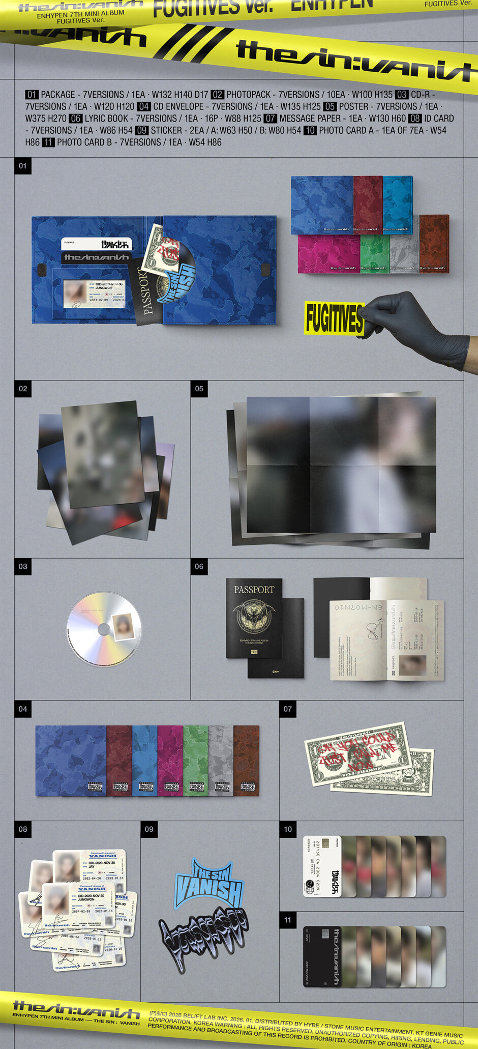 ENHYPEN - 7th Mini Album [THE SIN : VANISH] (FUGITIVES Ver.) (Random)