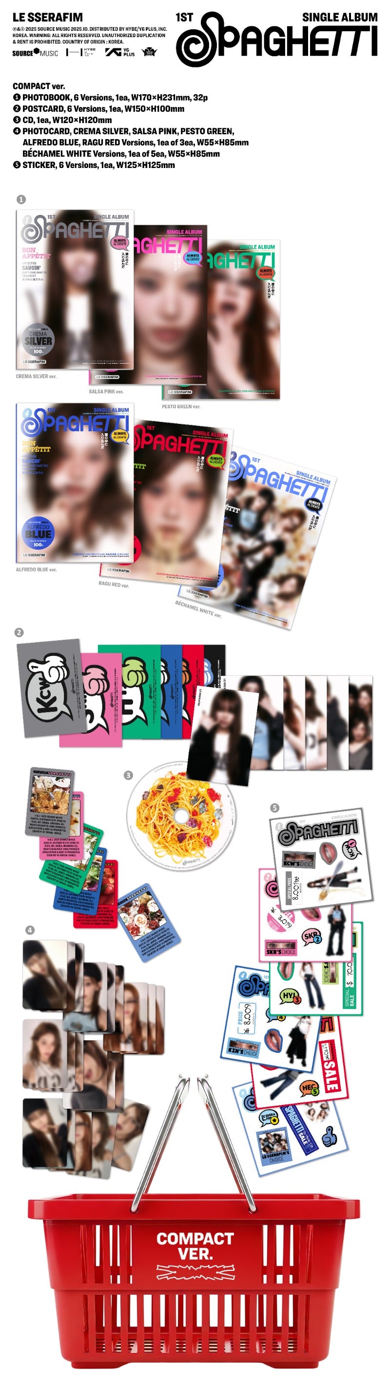 LE SSERAFIM - 1st Single Album [SPAGHETTI] (COMPACT Ver.) (Random)
