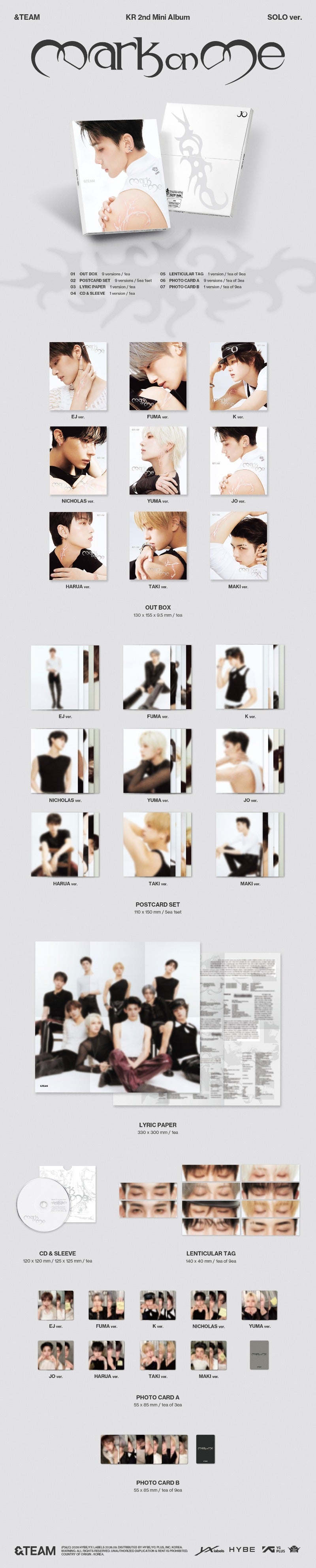 &TEAM - KR 2nd Mini Album [Mark on Me] (SOLO Ver.)