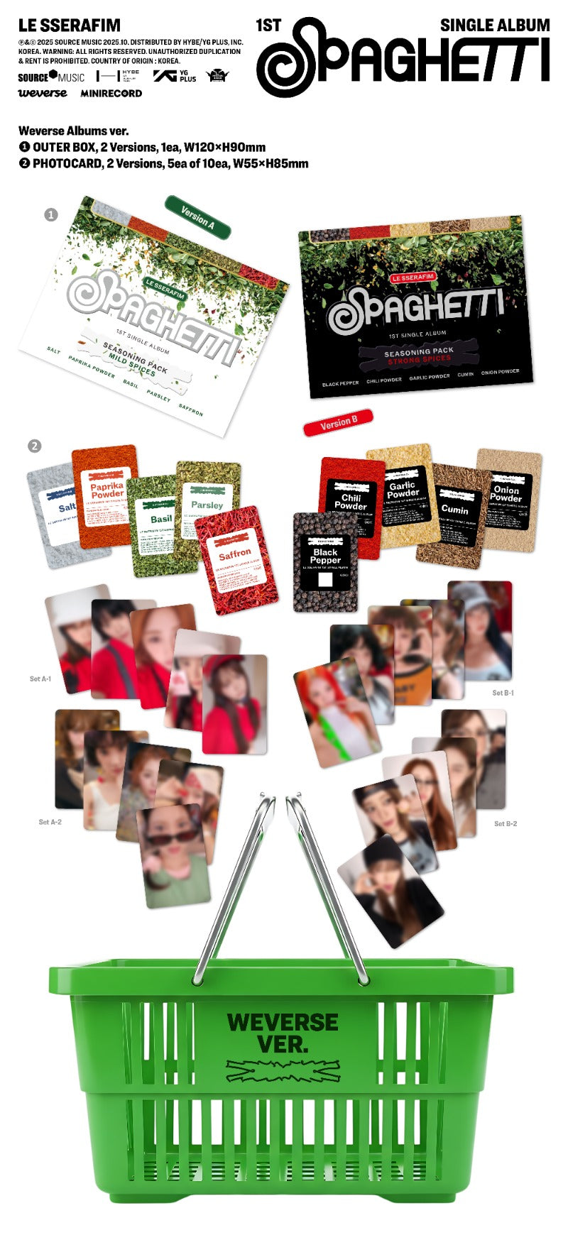 LE SSERAFIM - 1st Single Album [SPAGHETTI] (Weverse Albums Ver.) (Random)
