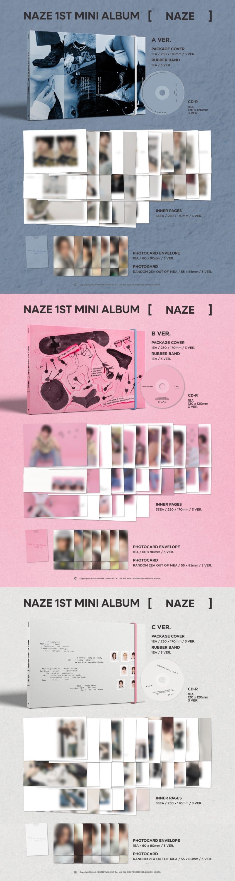 NAZE - 1st Mini Album [NAZE] (A Ver. / B Ver. / C Ver.)