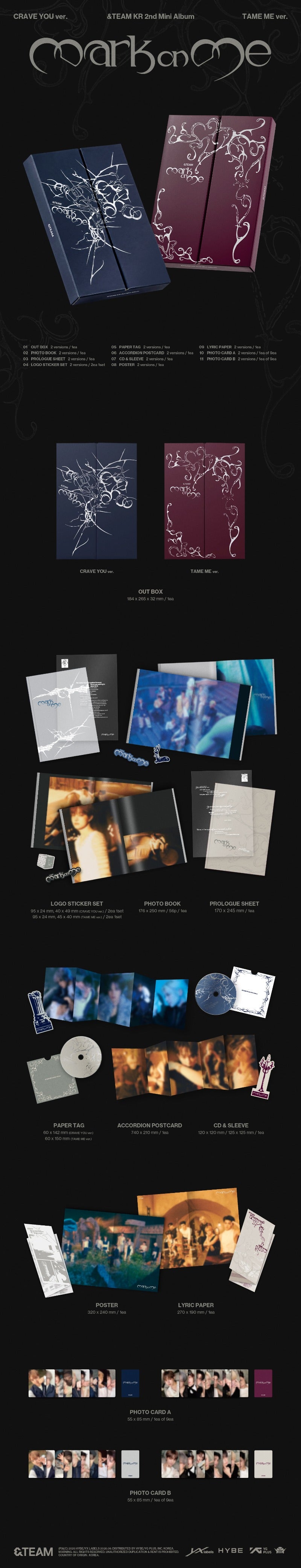 &TEAM - KR 2nd Mini Album [Mark on Me] (CRAVE YOU Ver. / TAME ME Ver.)