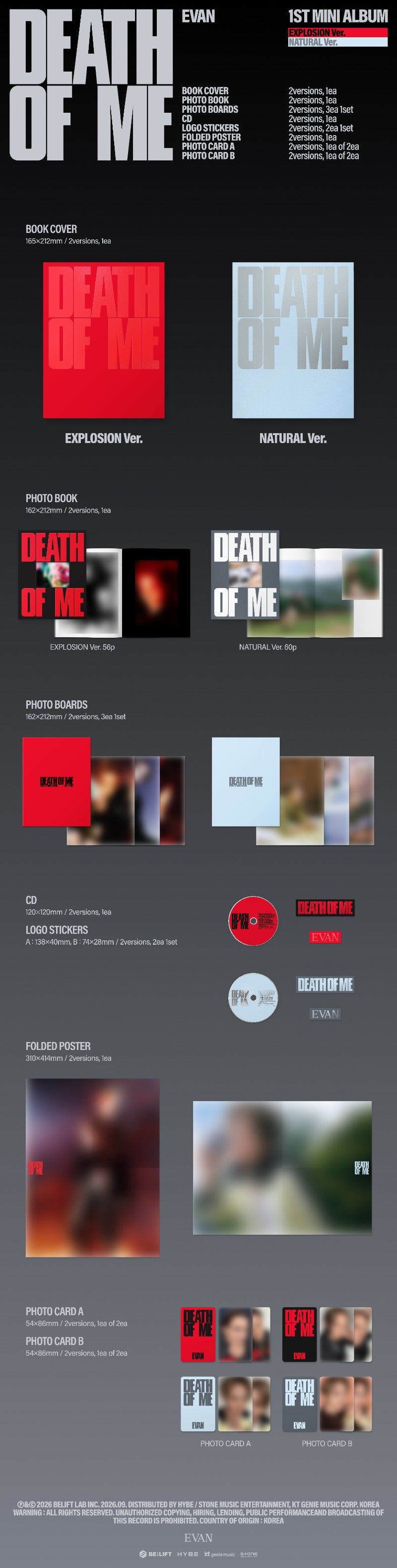 EVAN - 1st Mini Album [DEATH OF ME] (Random)