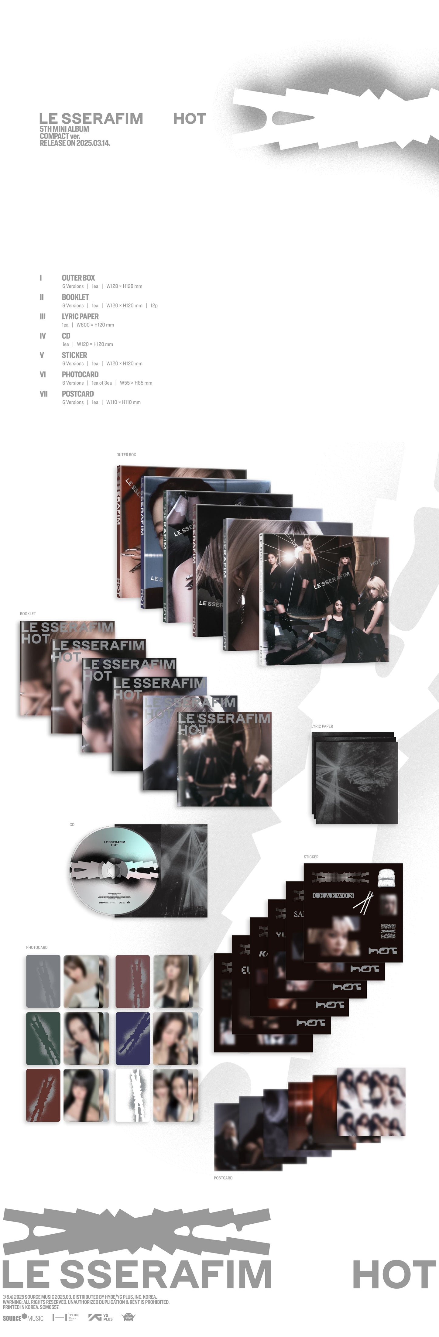 LE SSERAFIM - 5th Mini Album [HOT] (COMPACT Ver.) (Random)