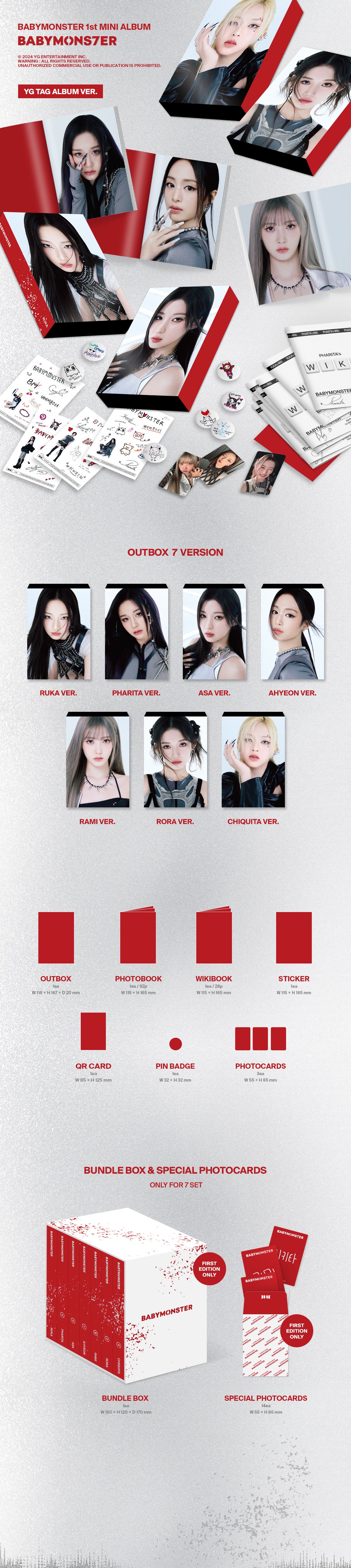 BABYMONSTER - 1st Mini Album [BABYMONS7ER] (YG TAG ALBUM Ver.) (Random Ver.)