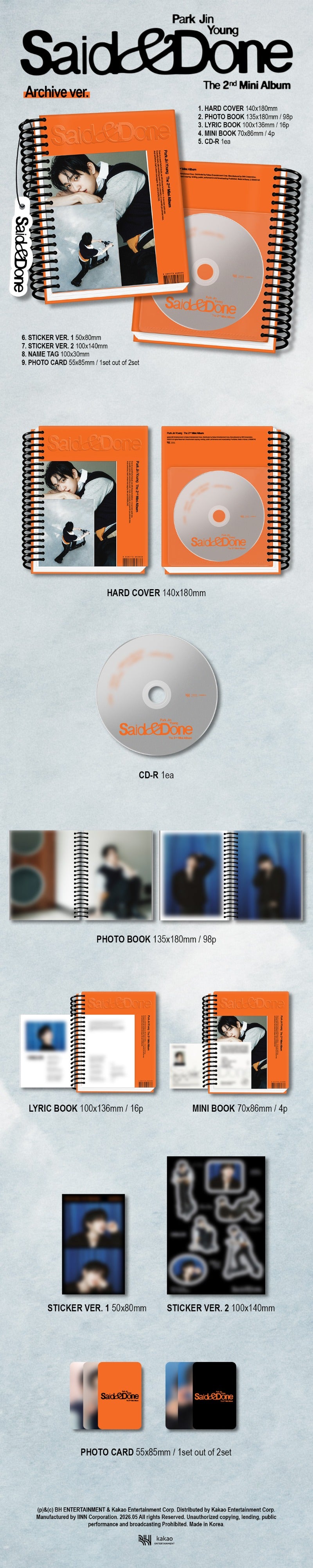 Park Jinyoung - 2nd Mini Album [Said & Done] (Archive Ver.)