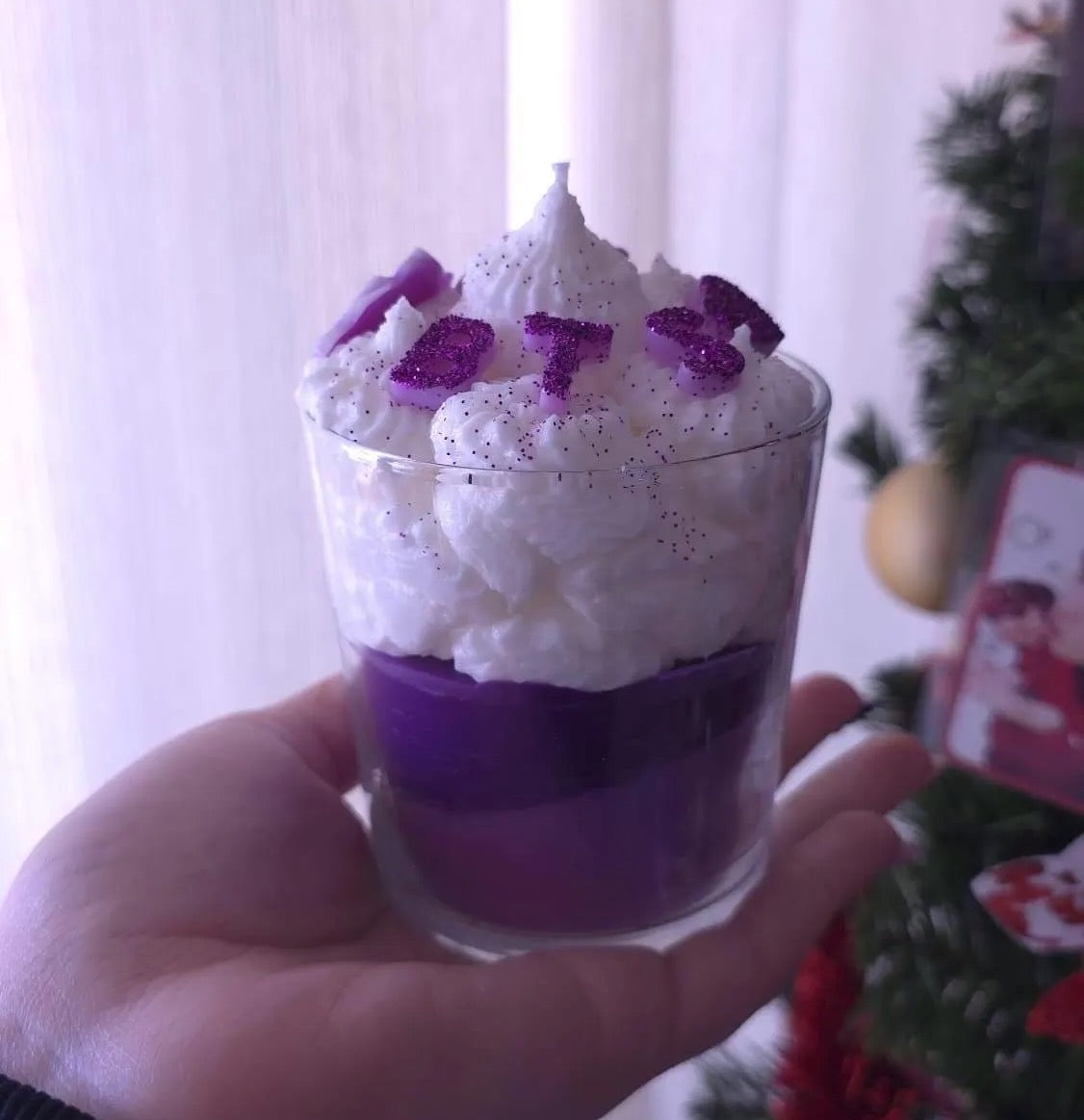 BTS K-pop Inspired Soy Candle – Handmade Decorative Dessert Candle